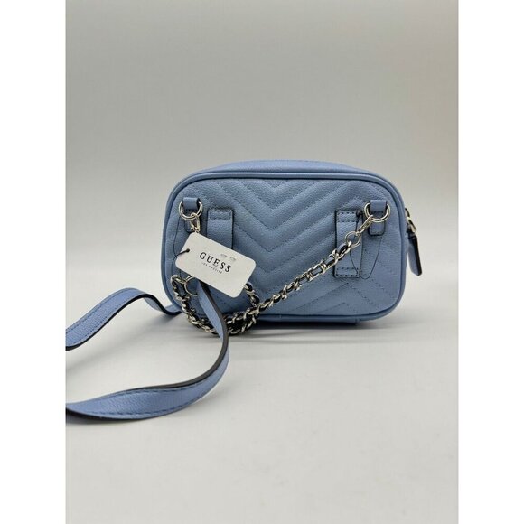 GUESS Violet quilted faux-leather small crossbody bag - Blue - Picture 5 of 7